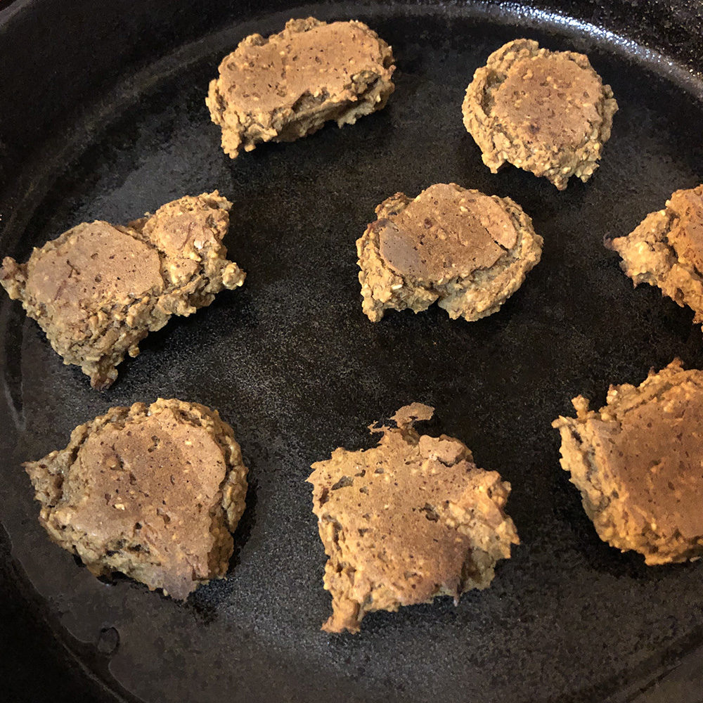 frying vegan sausage patties