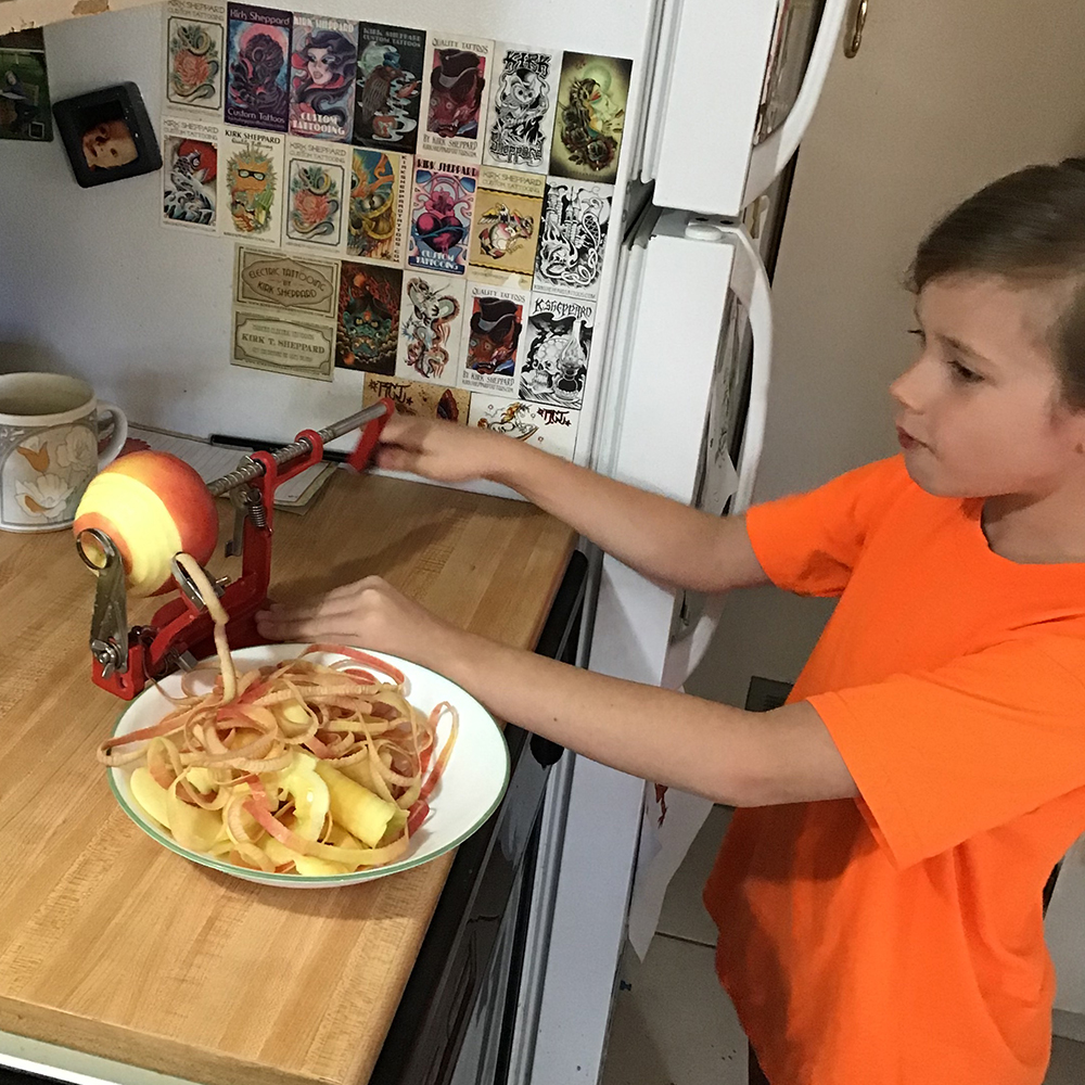 peeling apples