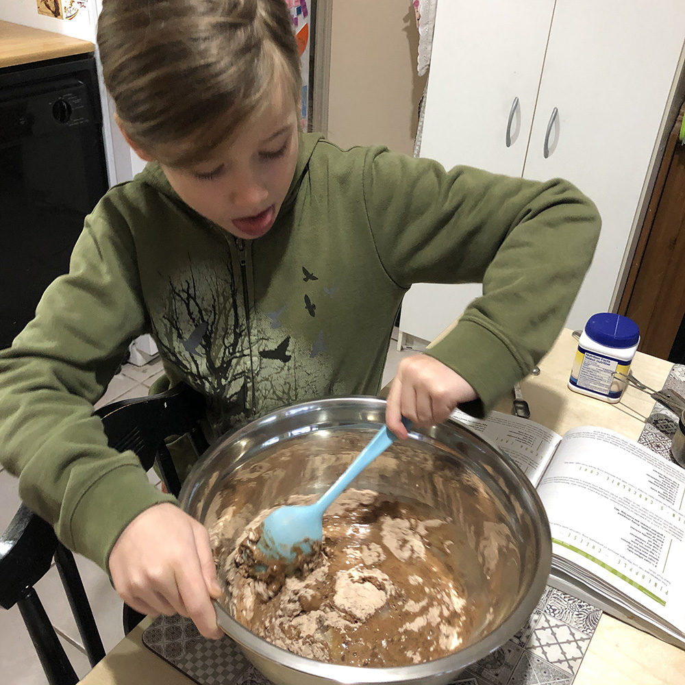 stirring the batter