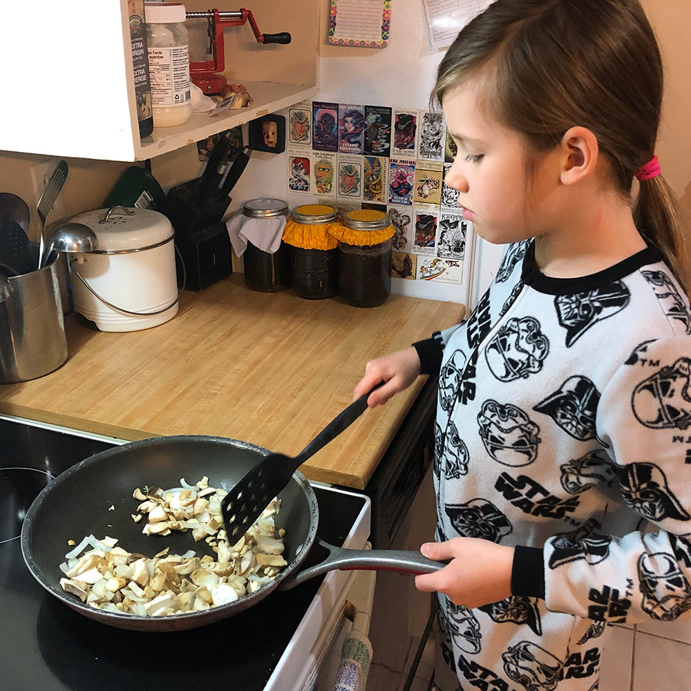 frying mushrooms